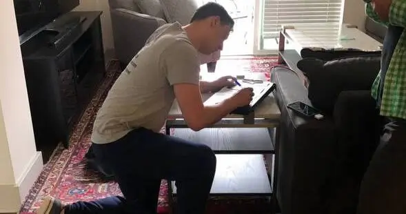 Rearranging a furniture inside your new apartment the way you want