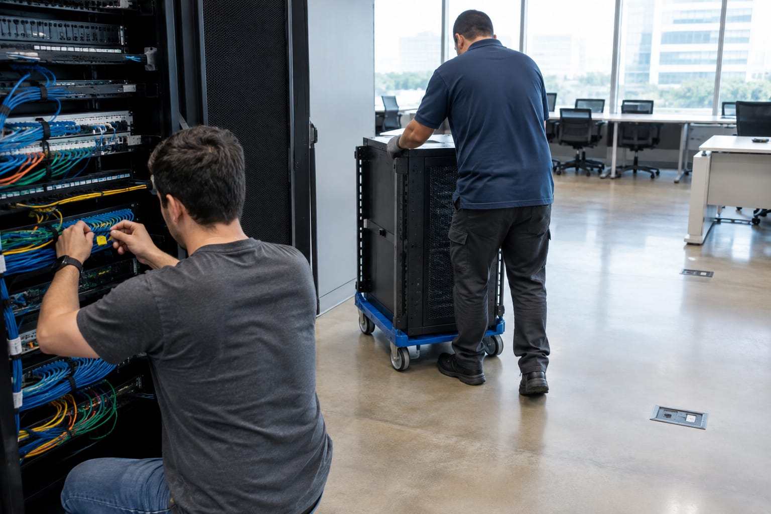Mover securing office equipment